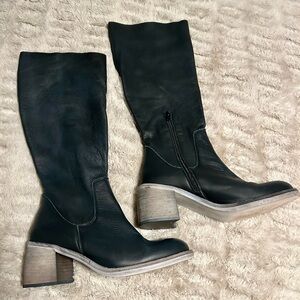 Free People Black Leather Boots with side zip; women’s sz 41 - like new!